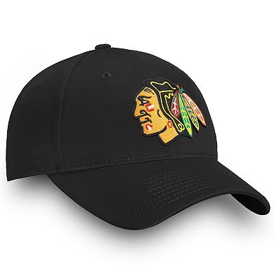 Men's Fanatics Branded Black Chicago Blackhawks Core Adjustable Hat
