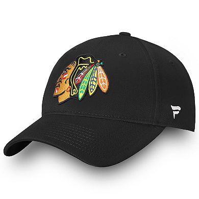 Men's Fanatics Branded Black Chicago Blackhawks Core Adjustable Hat