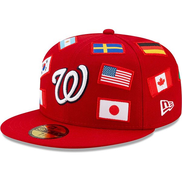 Men's New Era Red Washington Nationals All Over Flag 59FIFTY Fitted Hat