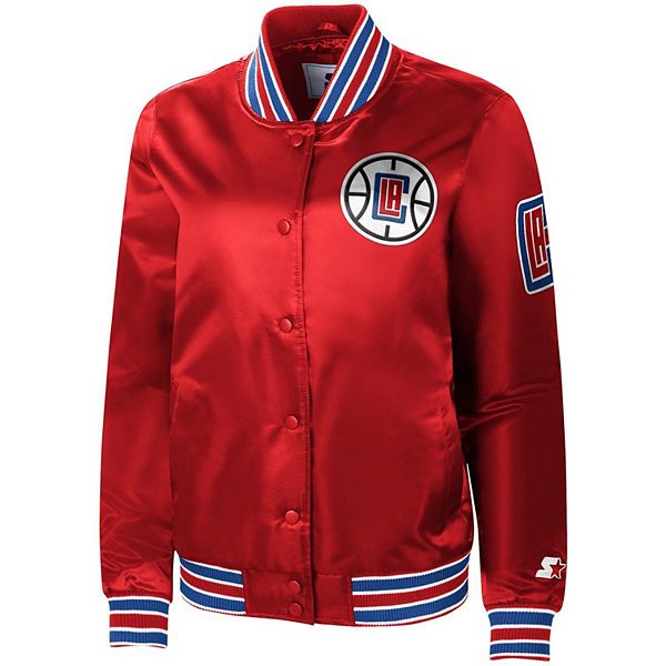 Women's Starter Red LA Clippers Hometown Satin Full-Snap Jacket