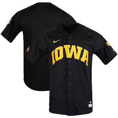 Men's Nike Black Iowa Hawkeyes Replica Vapor Elite Full-Button Baseball Jersey