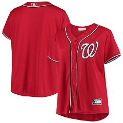 Men's Stitches Red Washington Nationals Button-Down Raglan Fashion Jersey Size: Large