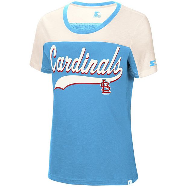 Women's Starter Light Blue/White St. Louis Cardinals Kick Start T-Shirt