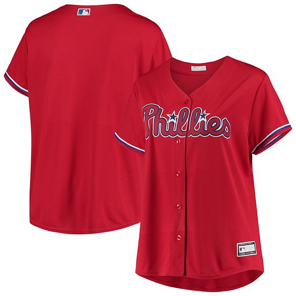 Women's Red Philadelphia Phillies Plus Size Alternate Replica Team Jersey