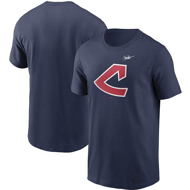 Men s Nike Navy Cleveland Indians Cooperstown Collection Logo T Shirt