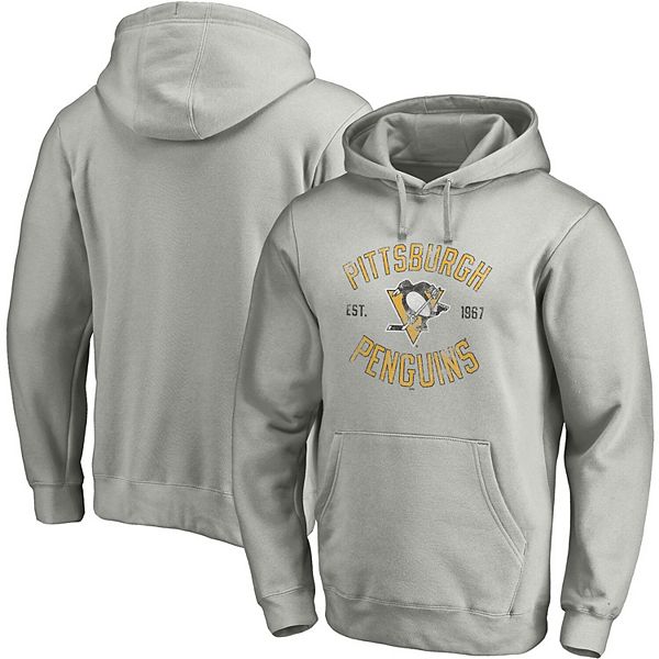 Adidas Pittsburgh Penguins Mens Grey Fleece Hoodie Long Sleeve Hoodie