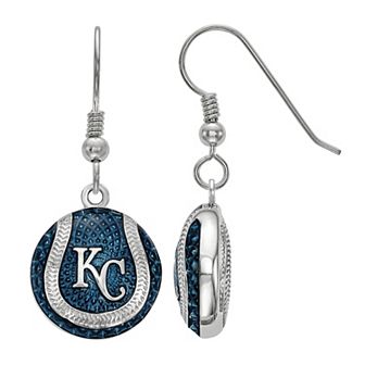 LogoArt Sterling Silver Kansas City Royals Baseball Enameled Baseball Dangle Earrings
