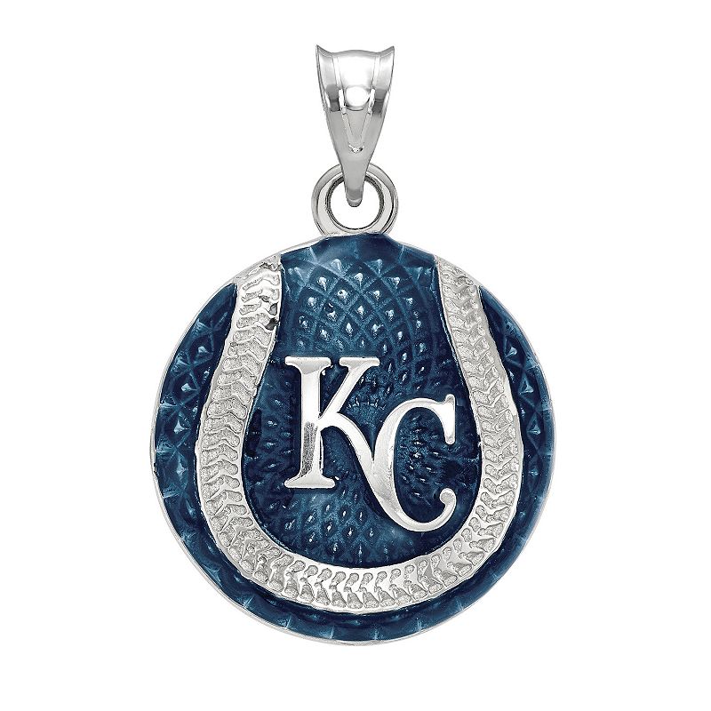 LogoArt Sterling Silver Kansas City Royals Baseball Enameled Charm, Womens