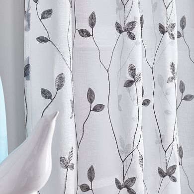 Curtainworks Botanical Embroidery Rod Pocket Window Curtain Set