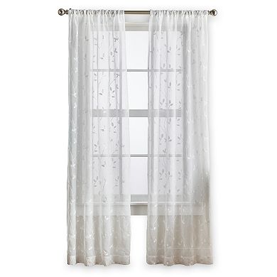 Curtainworks Botanical Embroidery Rod Pocket Window Curtain Set