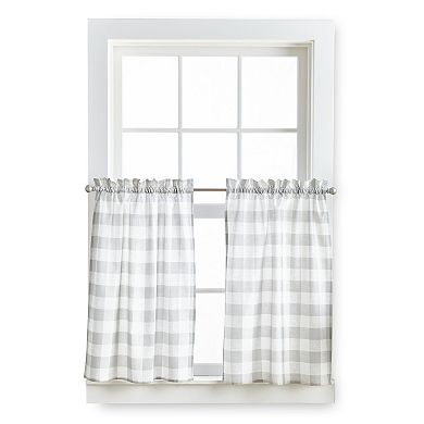 Curtainworks Buffalo Check Rod Pocket Valance and Tier Set