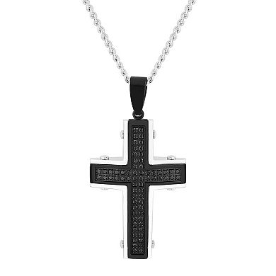 Black Ion-Plated Stainless Steel Cross Pendant Necklace