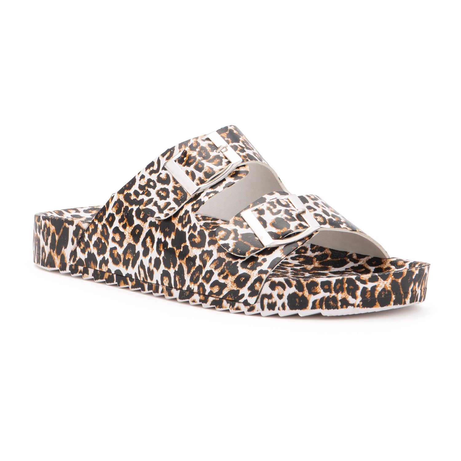 leopard print slide sandals