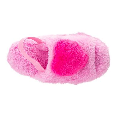 Olivia Miller Protruding Heart Girls' Faux-Fur Slippers