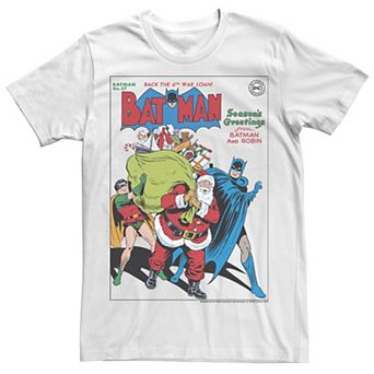 Big & Tall DC Comics Seasons Greetings From Batman And Robin Christmas Tee