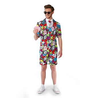 Men's Suitmeister Casino Icons Poker Party Summer Suit & Tie Set