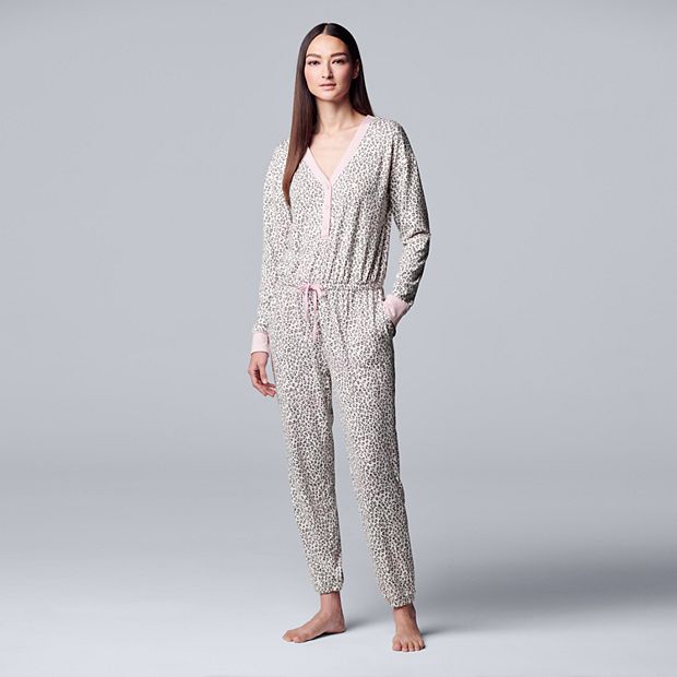 Women s Simply Vera Vera Wang Long Sleeve One Piece Pajamas