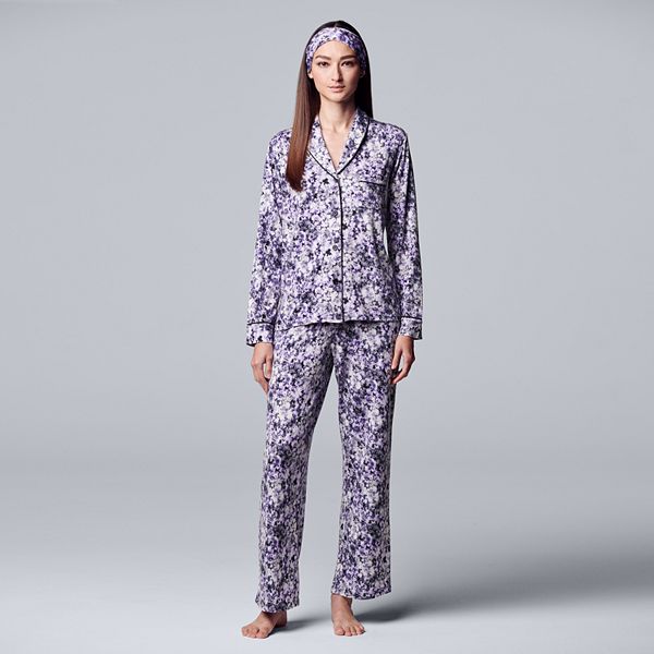Petite Simply Vera Vera Wang 3-piece Long Sleeve Pajama Set & Matching ...