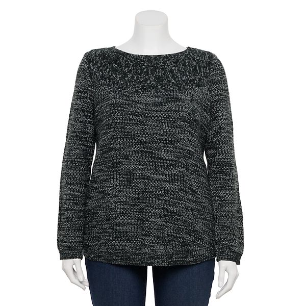 Plus Size Croft & Barrow® Cable Yoke Sweater