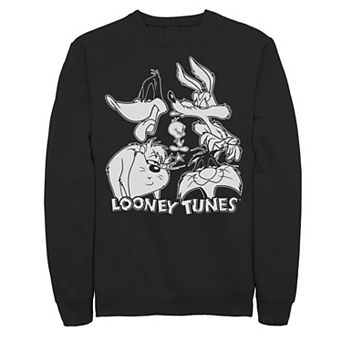 Men's Looney Tunes Characters Faces Black And White Sweatshirt