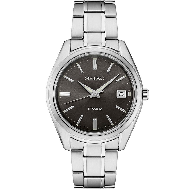 Seiko Men's Essential Titanium Watch-SUR375, Size: Large, Silver Black