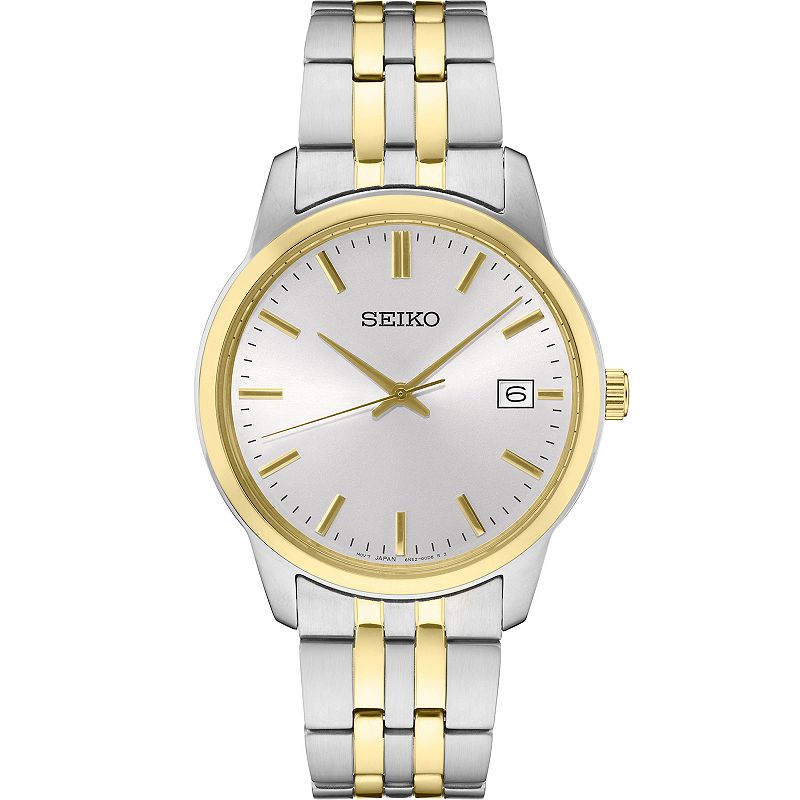 Seiko Mens Essential Two-Tone White Dial Watch, Size: Large, Multicolor