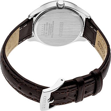 Seiko Women's Essentials Cream Dial Brown Leather Strap Watch - SUR427
