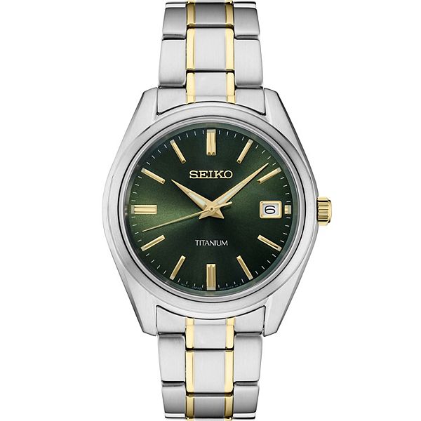 Seiko Essential Two-Tone Titanium Green Dial Watch - SUR377
