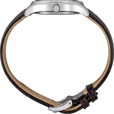 Seiko Men's Essential Cream Dial Brown Leather Strap Watch - SUR421 
