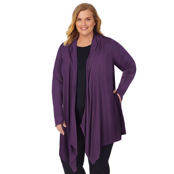 Plus Size Cuddl Duds® Softwear With Stretch Long Sleeve Hooded Wrap