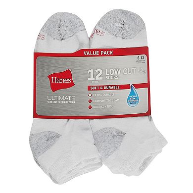 Hanes Ultimate Men's 12-Pack Soft & Durable Low Cut Socks