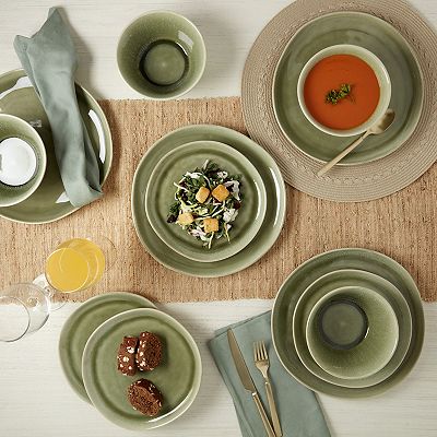 Mingle & Co. 12-piece Reactive Green Dinnerware Set