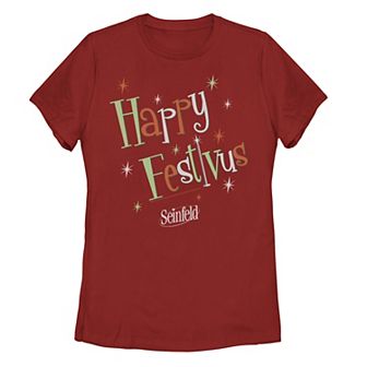 Juniors' Seinfeld Happy Festivus Logo Tee