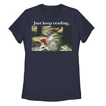 Juniors' Looney Tunes Bugs Bunny Just Keep Reading Meme Tee