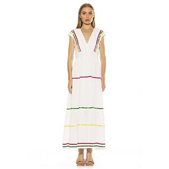 Women's ALEXIA ADMOR Summer V-Neck Tiered Maxi Dress