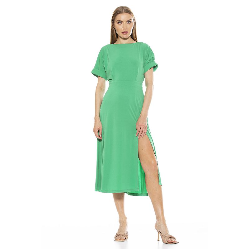 Womens ALEXIA ADMOR Lana Draped Bodice Midi Dress, Size: XS, Med Green