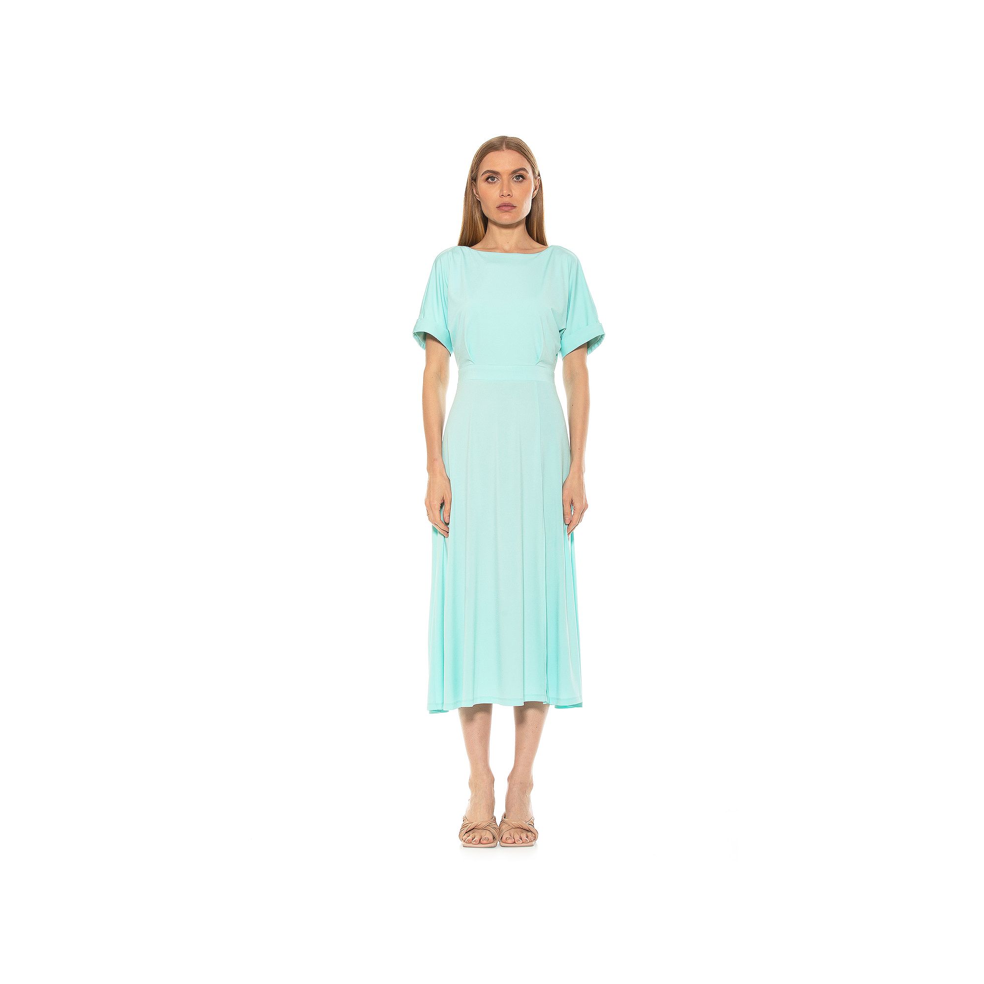 Womens ALEXIA ADMOR Lana Draped Bodice Midi Dress, Size: XS, Halogen Blue