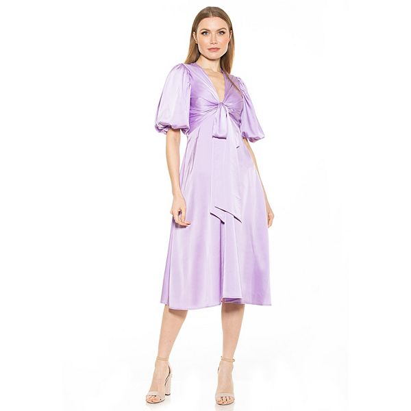 alexia admor zahara v neck midi with bow