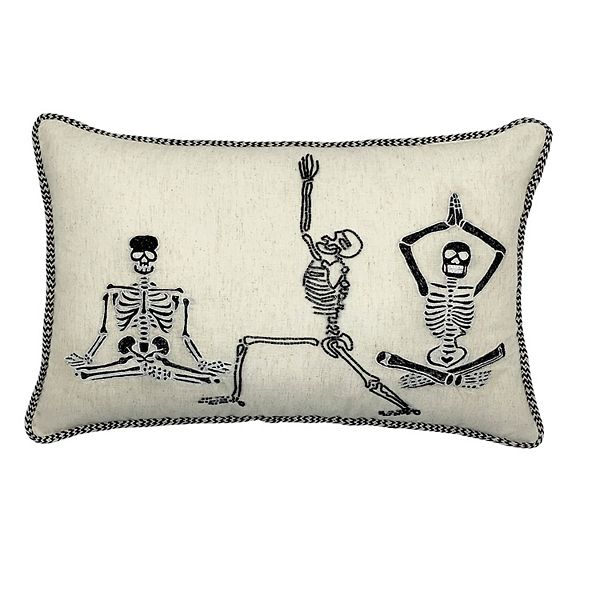 Hadley Designs Yoga Skull Skeleton 18x18 Funny Halloween for Men and Women Throw Pillow Multicolor