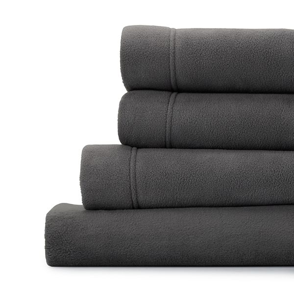 Cuddl Duds® Microfleece Sheet Set or Pillowcase Set - Charcoal Gray (QUEEN SET)