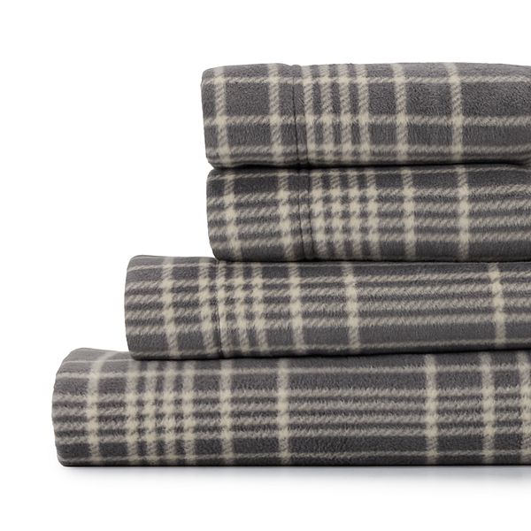 Cuddl Duds® Microfleece Sheet Set or Pillowcase Set - Gray Plaid (KING SET)