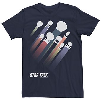Big & Tall Star Trek Federation Ships Rainbow Stripe Tee