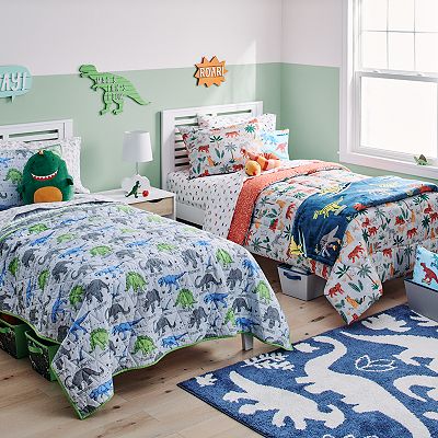 The Big One Kids Printed Ian Dino Reversible Quilt Set with Shams