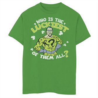 Boys 8-20 DC Comics St. Patrick's Day Riddler Who Is The Luckiest Graphic Tee