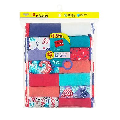 Girls Hanes Ultimate® Cotton Hipster Panties 14+1 Bonus Pack