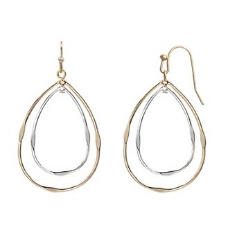 LC Lauren Conrad Two-Tone Double Teardrop Drop Earrings