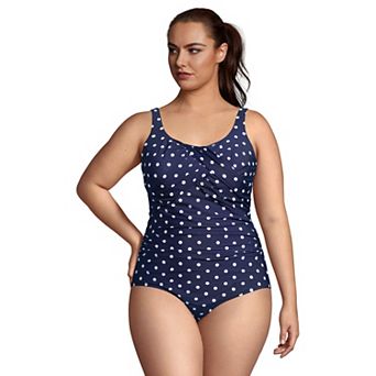 Plus Size Lands' End SlenderSuit DD-Cup Tummy Control One-Piece Swimsuit Print