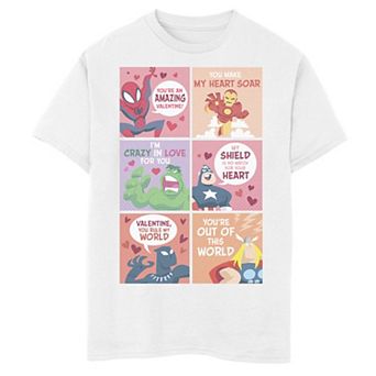 Boys 8-20 Marvel Group Shot Valentines Day Cards Graphic Tee