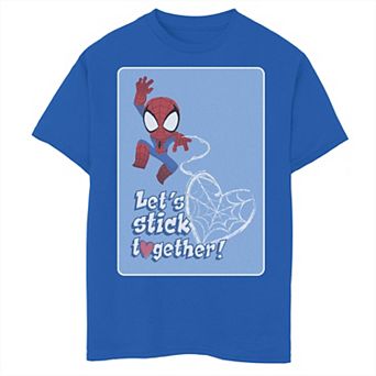 Boys 8-20 Marvel Spider-Man Let's Stick Together Valentine Card Graphic Tee