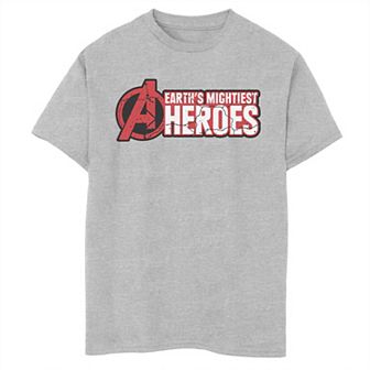 Boys 8-20 Marvel Avengers Earth's Mightiest Heroes Chest Text Graphic Tee